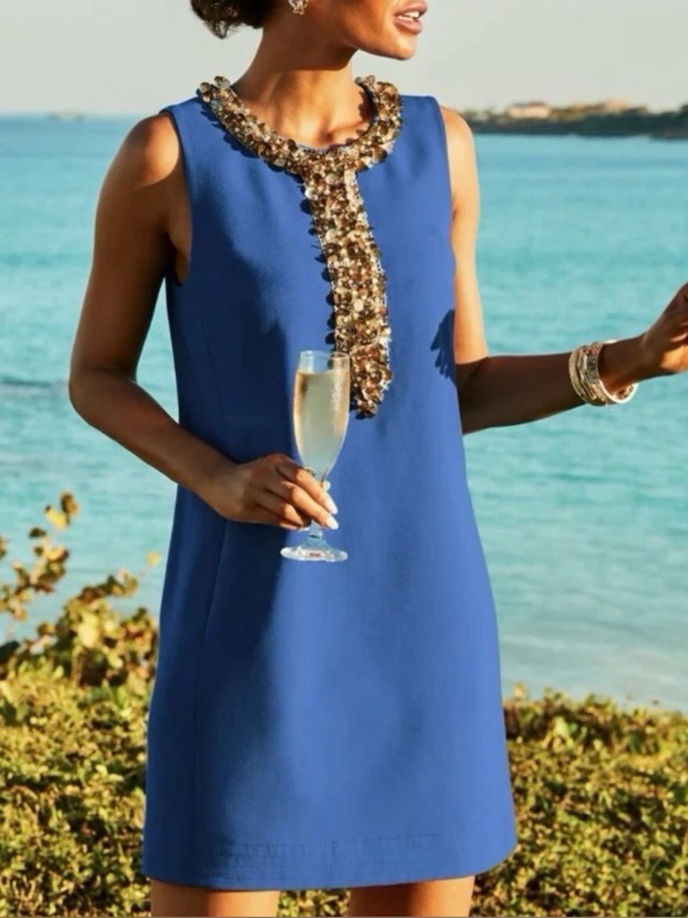 Lilly Pulitzer EDITA Embellished Shift Dress, Barton Blue, Size 14 NWT